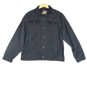 US Versus Them Denim Trucker Jacket Men's Size Large Black Button Up Pockets